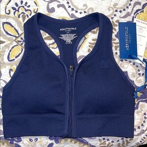 Aeropostale Deep Blue Zippered Sports Bra